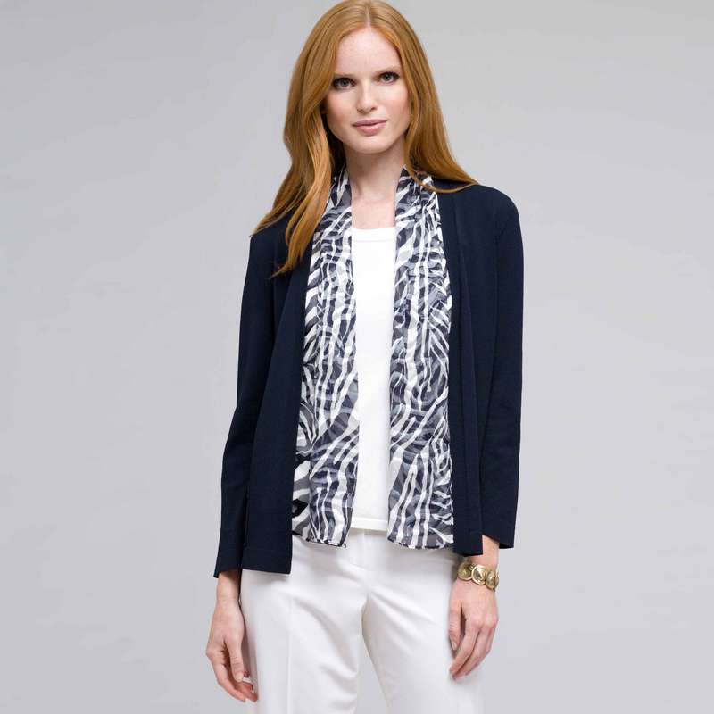 Zebra Scarf Print Cardigan, Ink Multi, large image number 0